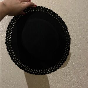 Black felt laser-cut Anthropologie fall hat